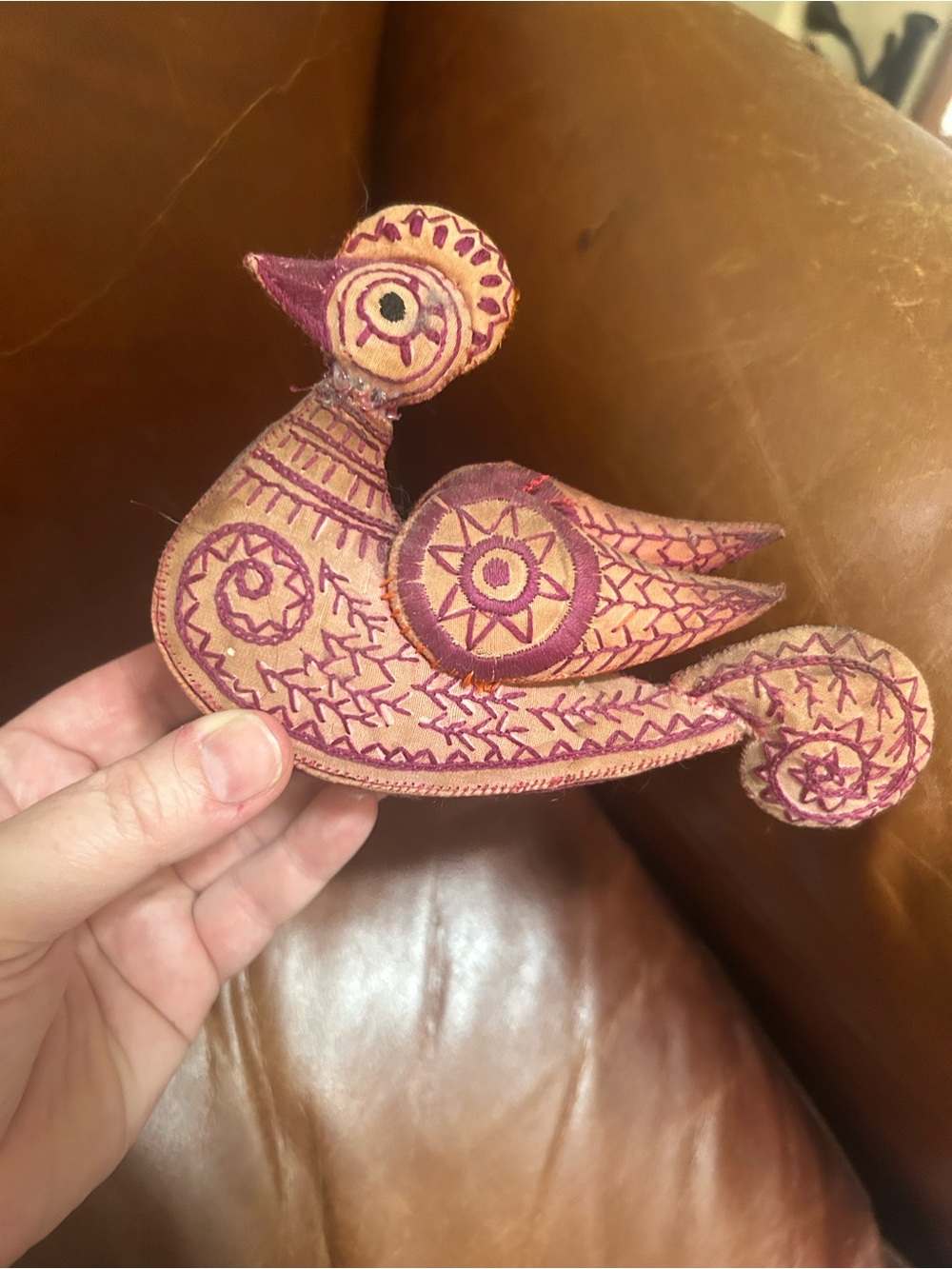 Handmade Pink and Tan Decorative Bird Toy for Pets